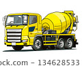 Yellow mixer truck 134628533