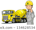 Mixer truck and driver 134628534