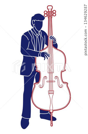 Double Bass Musician Orchestra Instrument Cartoon Graphic Vector Double Bass Musician Orchestra Instrument Cartoon Graphic Vector 134629287