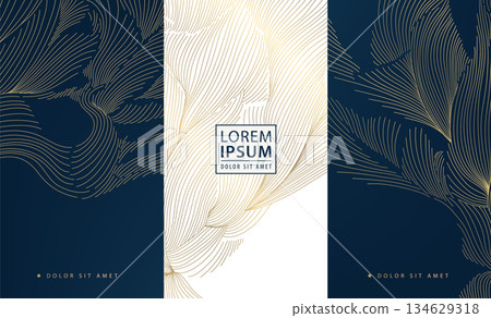 Luxury abstract wave pattern, elegant gold lines, Japanese design, flow sea texture. Premium vector background, wine, cosmetic packaging, chocolate labels, modern wallpapers 134629318