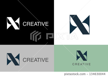 Minimalist Geometric Letter N Monogram Logo. Modern Abstract Arrow Up Symbol Vector. Clean Corporate Technology Brand Mark. Minimalist Geometric Letter N Monogram Logo. Modern Abstract Arrow Up Symbol Vector. Clean Corporate Technology Brand Mark. 134630044