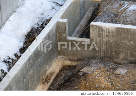 Building, foundation, foundation work, house, new construction, new construction, ground, ground, concrete, construction, construction site, base, home Building, foundation, foundation work, house, new construction, new construction, ground, ground, concrete, construction, construction site, base, home 134630596