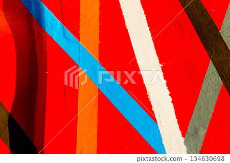 Colorful pattern with red blue white lines 134630698