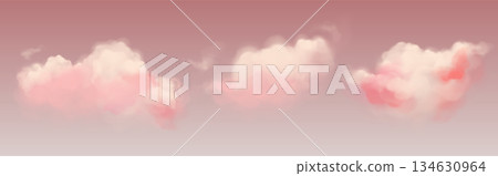 Pink cloud background with realistic fluffy shapes 134630964