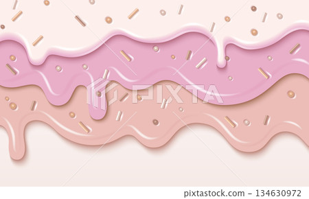 Pink candy drip background with flowing cream 134630972