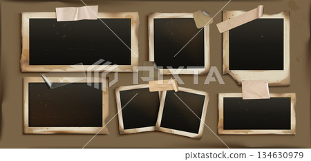 Vintage photo frame set with tape Vintage photo frame set with tape 134630979