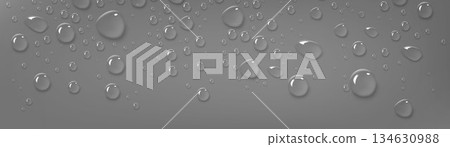 3D water drops on wet glass surface 3D water drops on wet glass surface 134630988