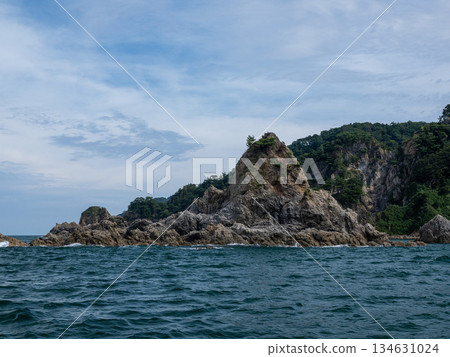 從新潟村上的觀光船上看到夏末的笹川流 134631024