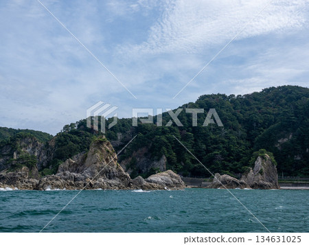 從新潟村上的觀光船上看到夏末的笹川流 134631025