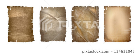 Worn vintage paper textures with torn edges Worn vintage paper textures with torn edges 134631045