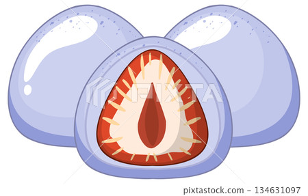 Purple Mochi with Red Bean Paste Filling Illustration 134631097