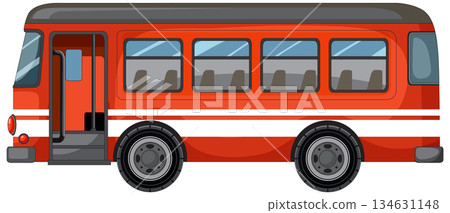 Red City Bus Side View Vector Illustration 134631148