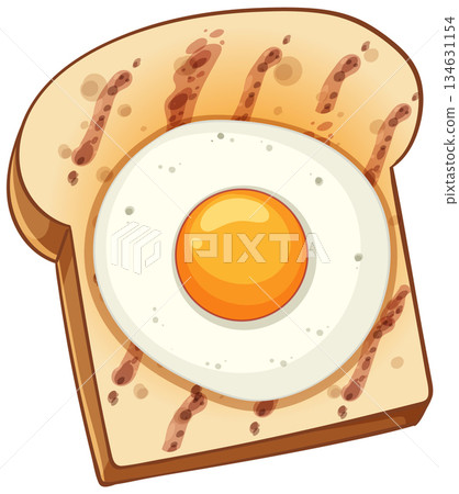 Fried Egg on Toast Vector Illustration Fried Egg on Toast Vector Illustration 134631154