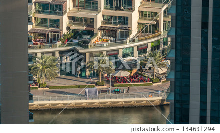 Luxury Dubai Marina promenade timelapse, Dubai, United Arab Emirates 134631294
