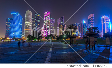 The high-rise district of Doha night timelapse hyperlapse The high-rise district of Doha night timelapse hyperlapse 134631320