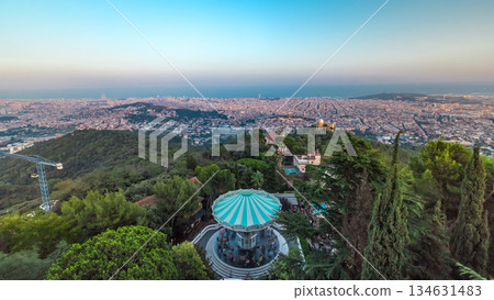 Panorama of Barcelona timelapse from Mount Tibidabo. Catalonia, Spain. Panorama of Barcelona timelapse from Mount Tibidabo. Catalonia, Spain. 134631483