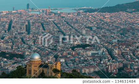 Panorama of Barcelona timelapse from Mount Tibidabo. Catalonia, Spain. Panorama of Barcelona timelapse from Mount Tibidabo. Catalonia, Spain. 134631484