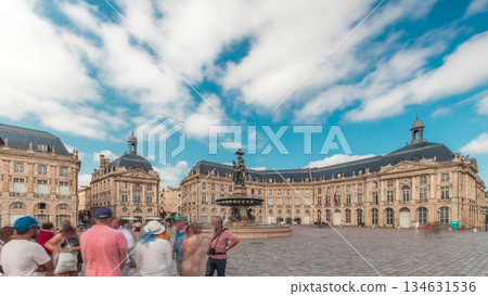 Place de la Bourse timelapse hyperlapse in Bordeaux, France, with the Fountain Place de la Bourse timelapse hyperlapse in Bordeaux, France, with the Fountain 134631536