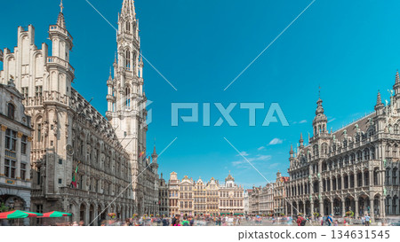 The Grand-Place timelapse hyperlapse in Brussels, Belgium. The Grand-Place timelapse hyperlapse in Brussels, Belgium. 134631545