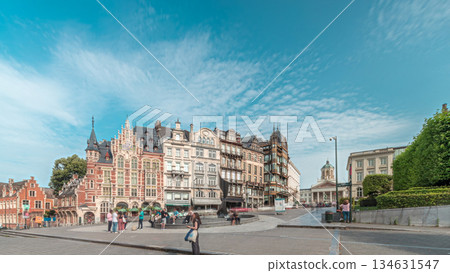 Timelapse hyperlapse of the Musical Instrument Museum on Coudenberg street, Brussels, Belgium Timelapse hyperlapse of the Musical Instrument Museum on Coudenberg street, Brussels, Belgium 134631547