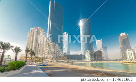 Buildings on Al Reem island in Abu Dhabi timelapse hyperlapse 134631663