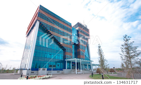 Modern building in the city of Aktobe timelapse hyperlapse. Modern building in the city of Aktobe timelapse hyperlapse. 134631717