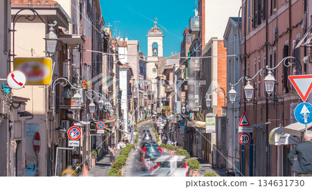 Typical medieval narrow street in beautiful town of Albano Laziale timelapse, Italy Typical medieval narrow street in beautiful town of Albano Laziale timelapse, Italy 134631730