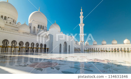 Sheikh Zayed Grand Mosque timelapse hyperlapse in Abu Dhabi, the capital city of United Arab Emirates 134631846