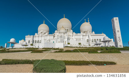 Sheikh Zayed Grand Mosque timelapse hyperlapse in Abu Dhabi, the capital city of United Arab Emirates Sheikh Zayed Grand Mosque timelapse hyperlapse in Abu Dhabi, the capital city of United Arab Emirates 134631856