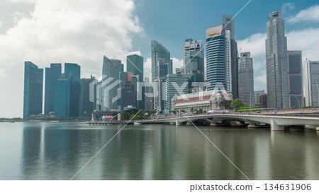 Esplanade bridge and downtown core skyscrapers in the background Singapore timelapse hyperlapse Esplanade bridge and downtown core skyscrapers in the background Singapore timelapse hyperlapse 134631906