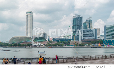 Skyline with skyscrapers of Marina Bay timelapse hyperlapse. 134631908