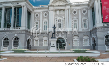 The Victoria Theatre and Concert Hall is a performing arts center in the Central Area of Singapore timelapse hyperlapse. 134631960