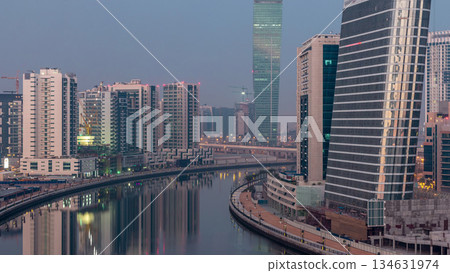 The rhythm of the city of Dubai from night to morning aerial timelapse The rhythm of the city of Dubai from night to morning aerial timelapse 134631974