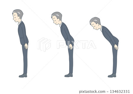 一組鞠躬的中年商人插圖 一組鞠躬的中年商人插圖 134632331