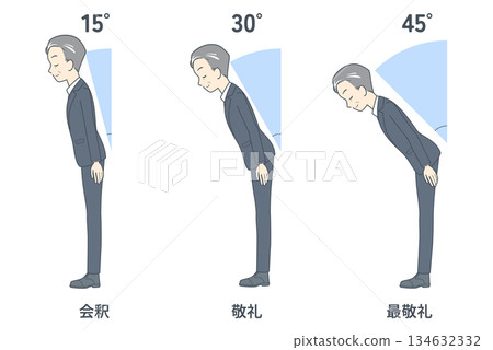 一組鞠躬的中年商人插圖 一組鞠躬的中年商人插圖 134632332