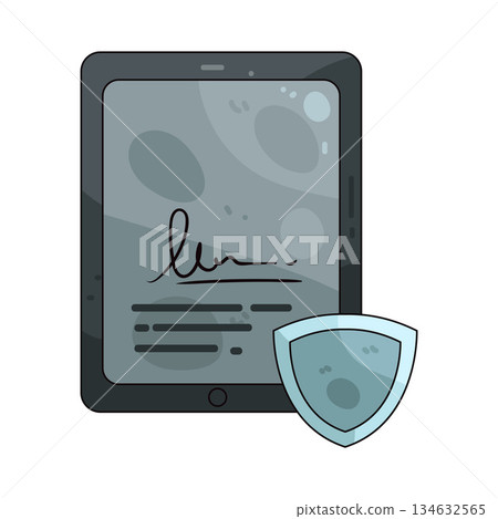 illustration of Digital Secure Signature 134632565