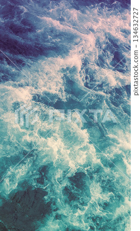 Top view of the wash behind the boat Top view of the wash behind the boat 134632727