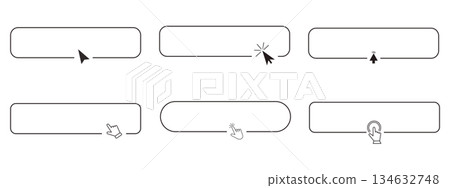 Register now line frame border with arrow, mouse pointer, Button click here, action for web, simple ui ux design element. Press, search box. Register now line frame border with arrow, mouse pointer, Button click here, action for web, simple ui ux design element. Press, search box. 134632748