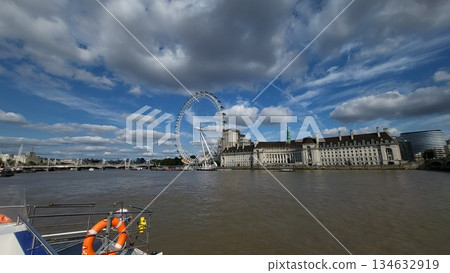 This is the famous icon in central London named the London Eye. This is the famous icon in central London named the London Eye. 134632919