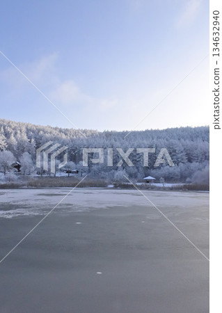 Lake Nakamaki in the Hijiri Plateau in winter, Nagano Prefecture 134632940
