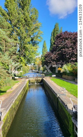 This is canal on countryside around Uxbridge city in London 134633109