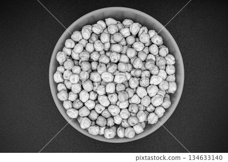 Beautiful organic dried chickpea beans consisting of raw bengal legume pea 134633140