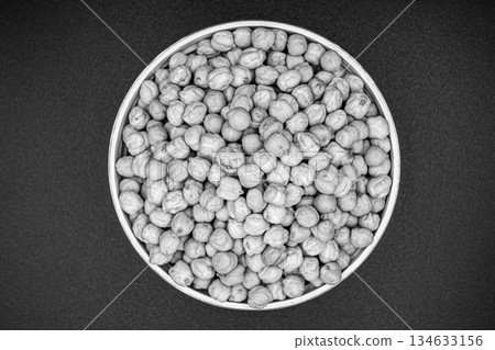 Beautiful organic dried chickpea beans consisting of raw bengal legume pea 134633156