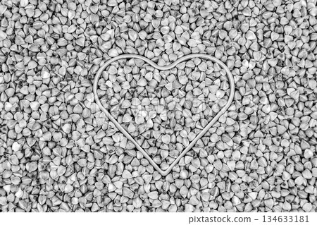 Organic dry buckwheat grains consisting of raw natural product 134633181