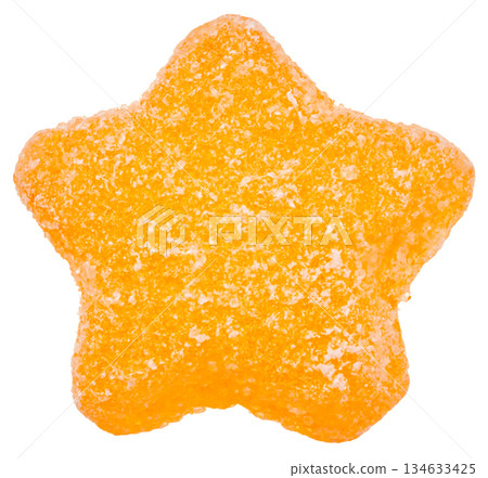 Star-shaped yellow gummy candy (white background, single item) Star-shaped yellow gummy candy (white background, single item) 134633425
