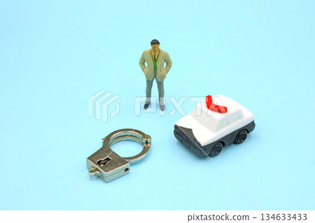 police car and handcuffs police car and handcuffs 134633433