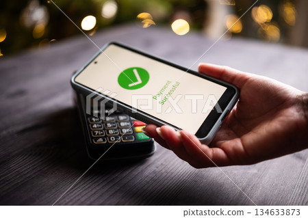 Payment Processing And Approved Status On A Smartphone Screen With Nfc Technology Payment Processing And Approved Status On A Smartphone Screen With Nfc Technology 134633873