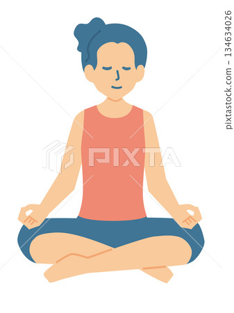 Illustration of a woman doing mindfulness meditation Illustration of a woman doing mindfulness meditation 134634026