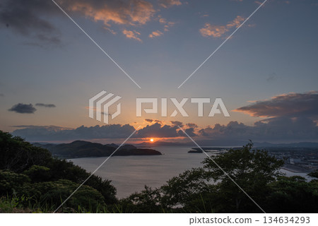 Twilight at the Yonago Castle Ruins 134634293