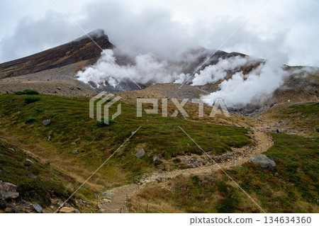 Hokkaido's highest peak, Mount Asahi in early autumn 134634360